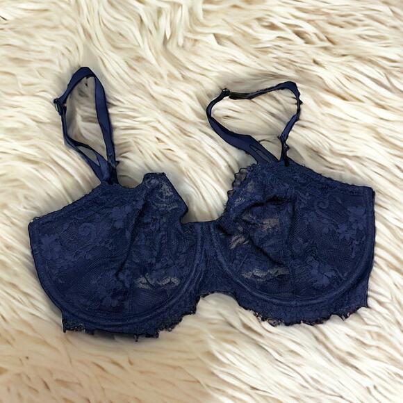 Victoria's Secret Womens Bra 34DDD Navy Blue Dream Angels Push Up No Padding NEW - Picture 1 of 5
